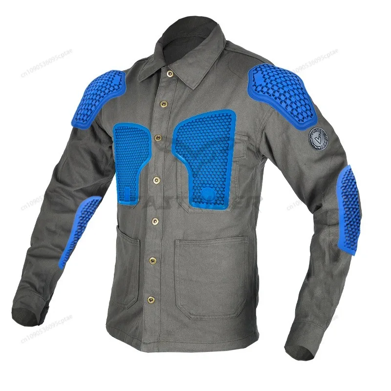 

Retro Motorcycle Shirt Four Seasons Windproof Anti Fall Motorcycles Jacket Riding Protective Equip