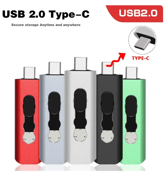 Multifunctional OTG 3 IN 1 type-c USB Flash Drive pendrive 128GB 256GB 512GB 1000GB cle usb stick 32GB 64GB Pen Drive for phone