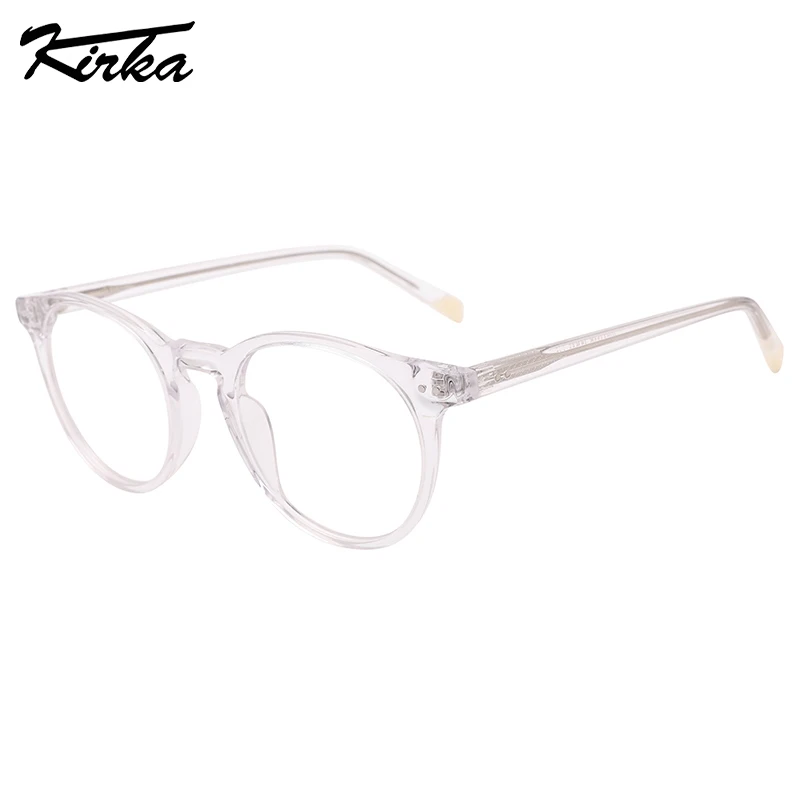 

Kirka Unisex Eyewear Acetate Round Transparent Frames Optical Glasses Laminating Colors Temple Tips Design Glasses WD1453P