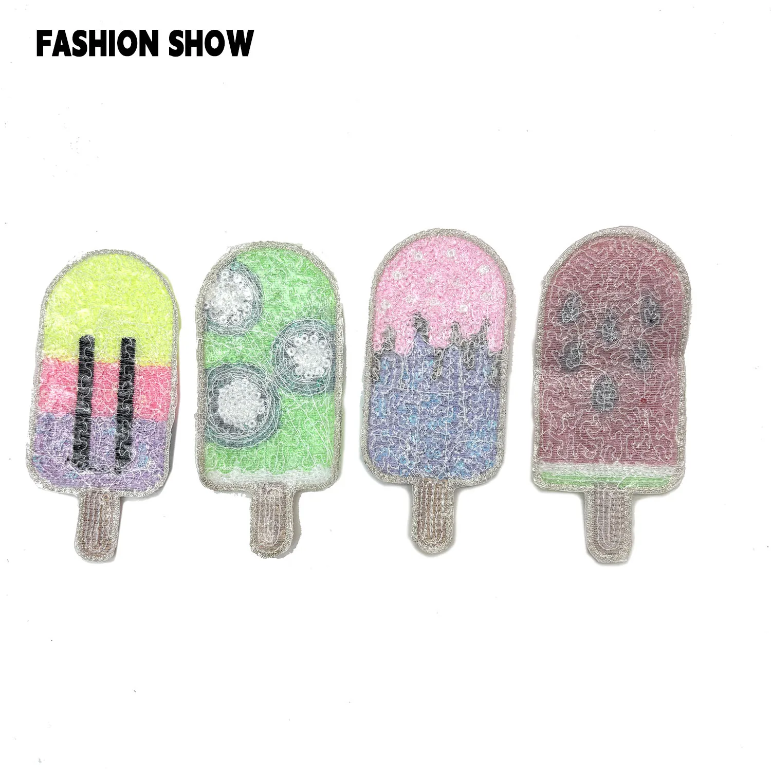 رقع تطريز بالترتر على شكل آيس كريم مخروط الثلج، رقع حجر الراين الإصلاح الساخن، يمكن كيها أو خياطةها يدويًا، إكسسوارات الملابس، ديكور DIY، البلوزات، القمصان، القبعات، الإصلاح