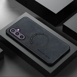 Magnetic For Magsafe Leather Case For Samsung Galaxy S25 S24 S23 S22 Ultra S23 S24 FE Luxury Wireless Charge Phone Back Cover