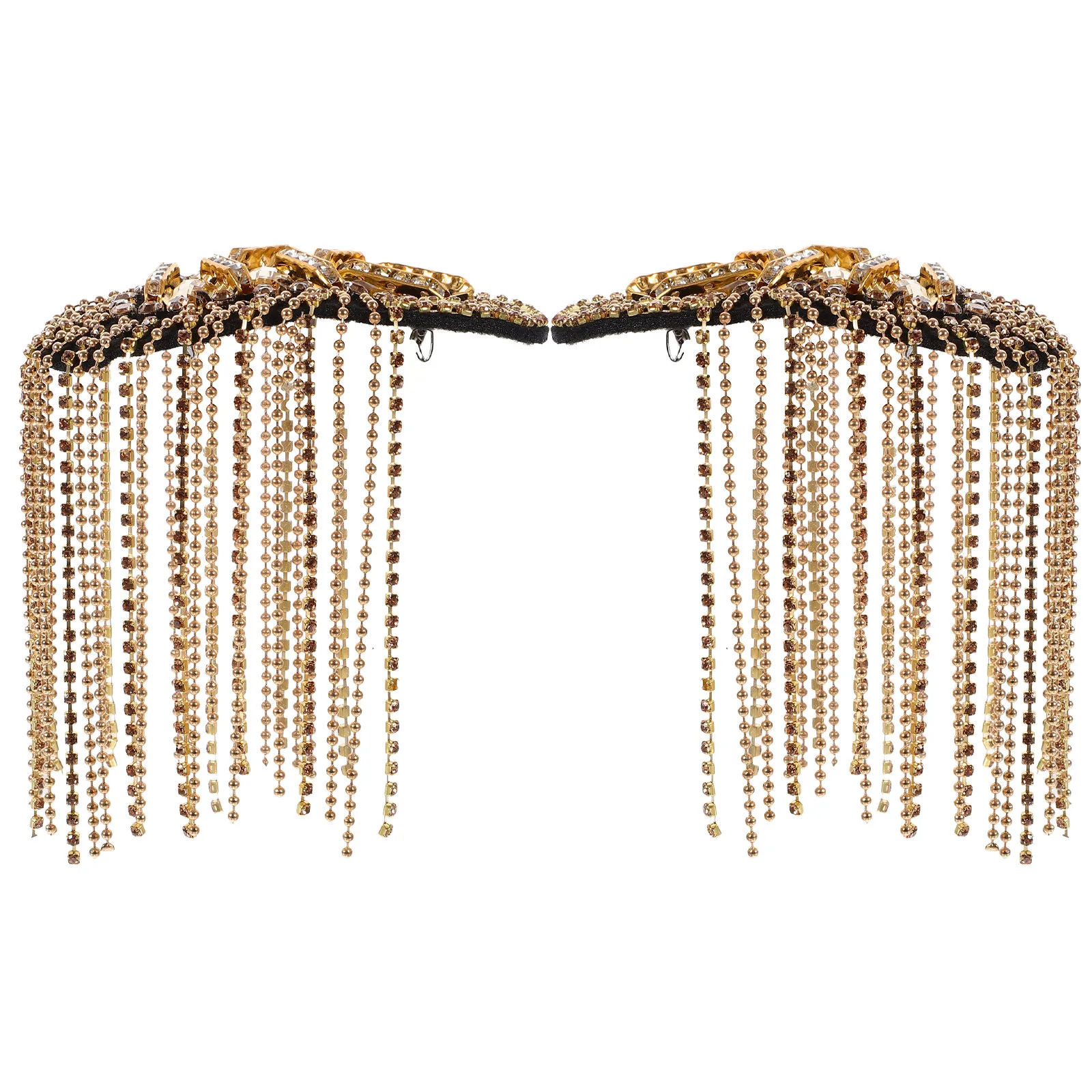 

Пара золотых погонов с бахромой и стразами, декоративные нашивки на плечи, аксессуар для костюма, пиджака, куртки