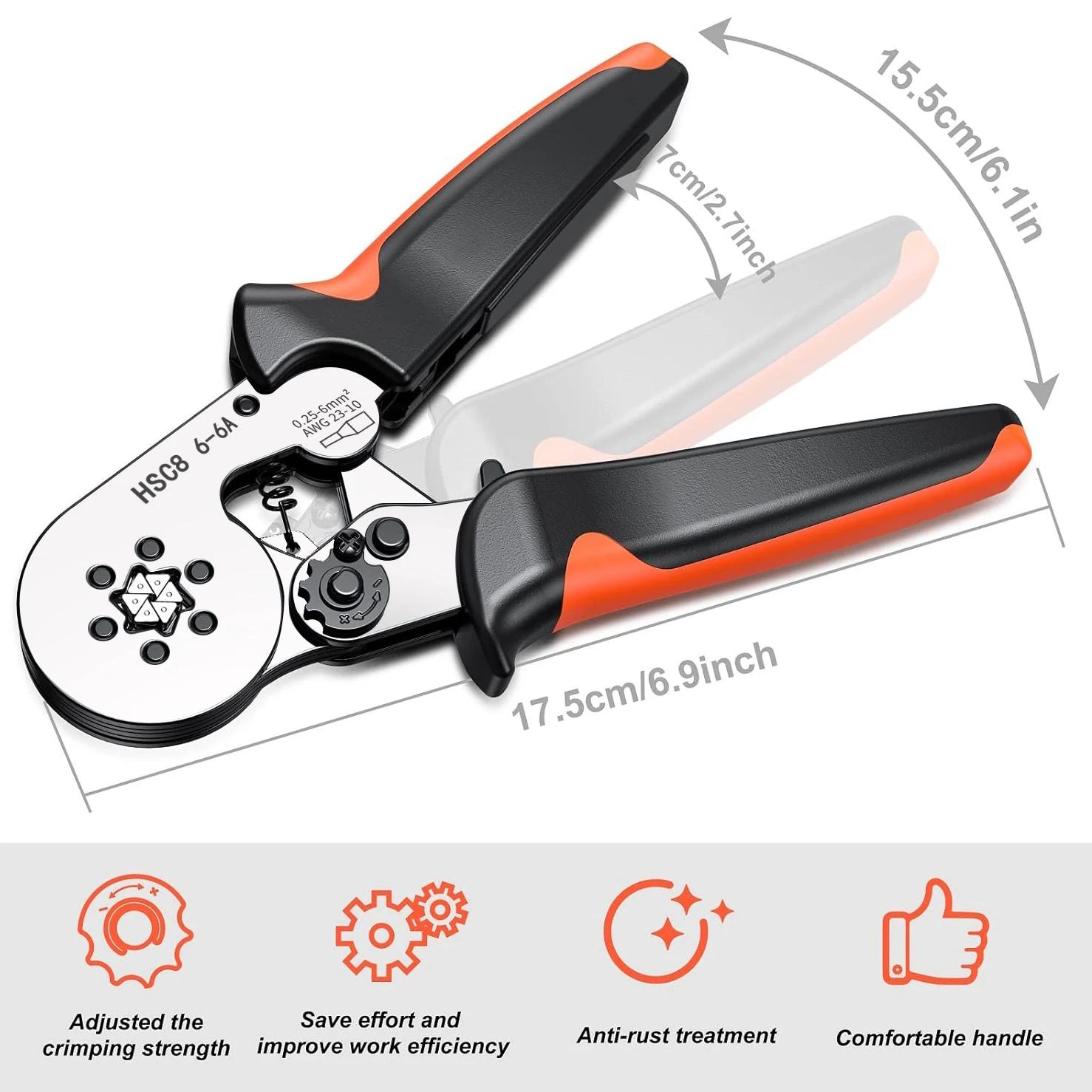 Ferrule Sleeves Terminal Crimping Tools Mini Electrical Pliers HSC8 6-4/6-6(0.25-10mm²/0.25-6mm²) Wire Connection Repair Clamp