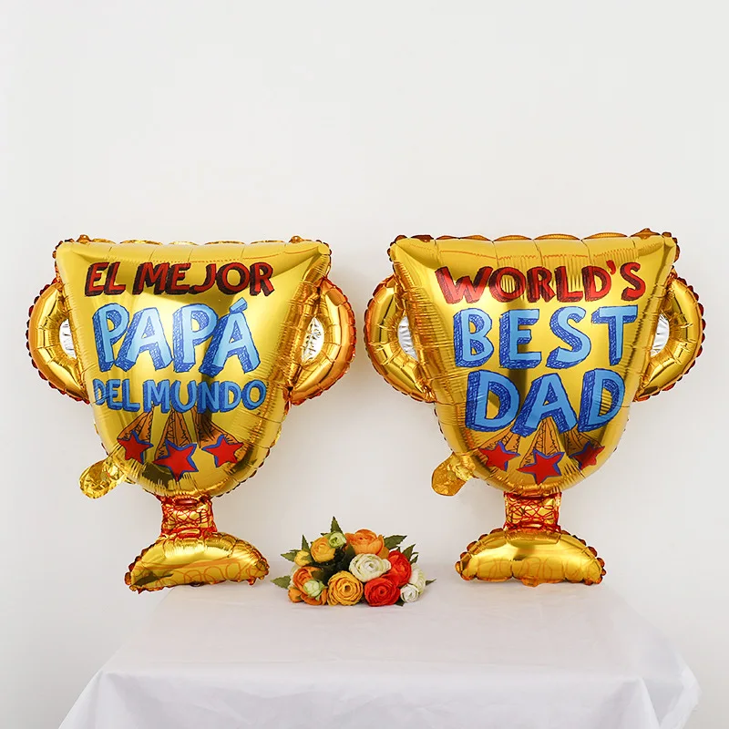 1 Stück große Beste Papa Trophäe Folienballons Spanisch Vatertag Trophäe Ballon Vatertag Party Dekorationen Papa Geschenke