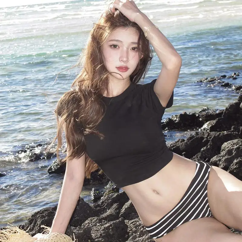 

Women's Retro Simple Bla White Stripes ort Sve Bikini Sexy Two Piece Slimming Thermal Spring Use Separate Swimsuit