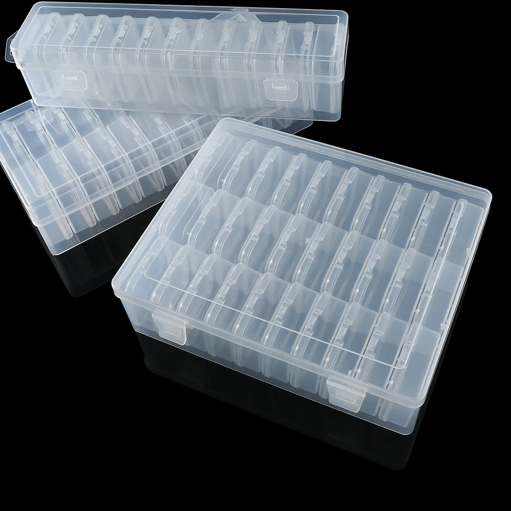 Bead Organizer Box 12/24/30Pcs Small Clear Plastic Bead Storage Containers with Hinged Lid for Storage Crafts Jewelry Organizer