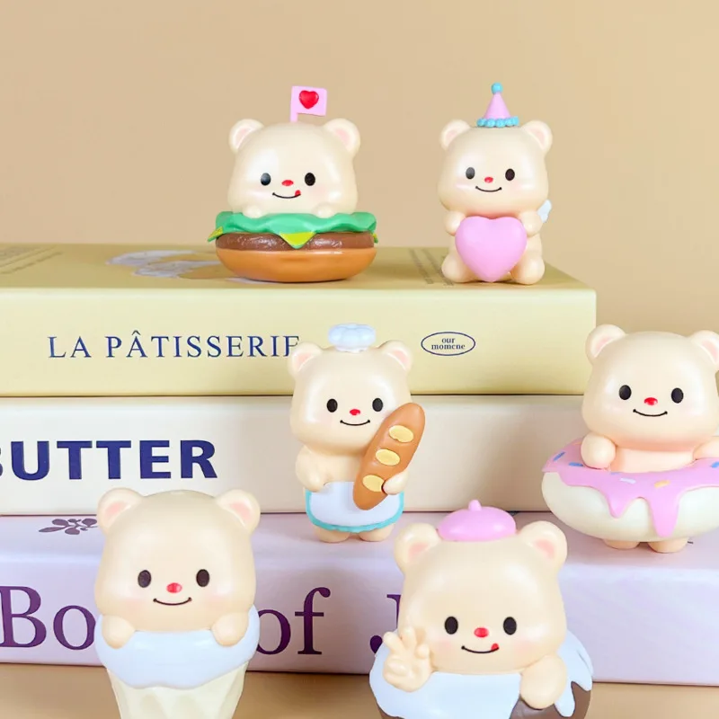 Boîte aveugle ours crémeux, jouet de collection mignon pour filles, décoration de bureau à domicile, cadeau d'anniversaire doux pour enfants