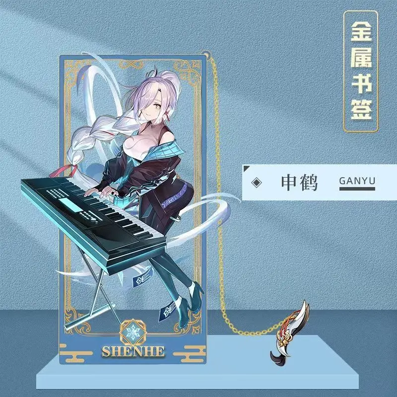 Game Genshin Impact Metal Bookmark Another Style 8.5x3.5cm HuTao ShenHe Balladeer Yae Miko Klee Rarbatos Bookmark Keychain