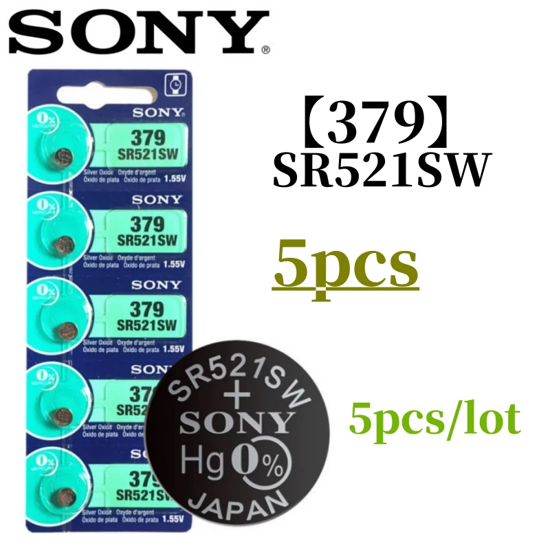 5 قطعة الأصلي لسوني 337 SR416SW 364 SR621SW 371 SR920SW 377 SR626SW 379 SR521SW 395 399 SR927SW Batteria