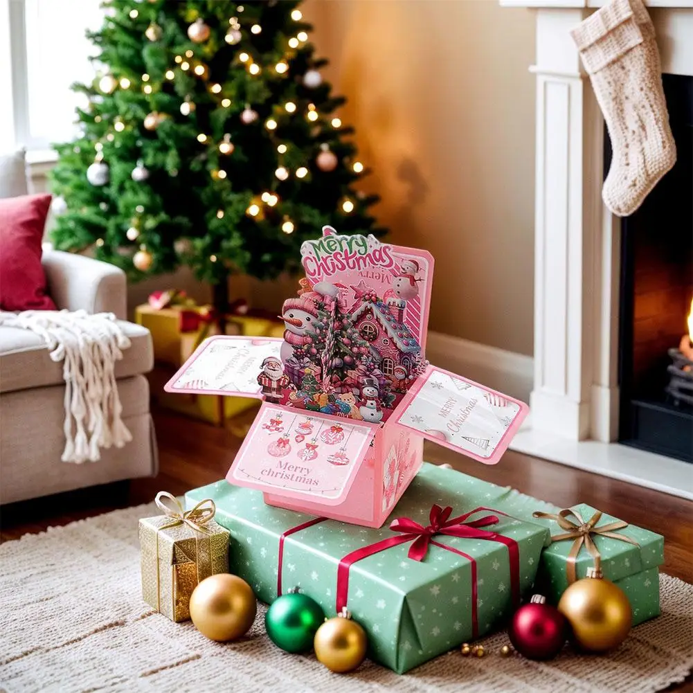 عيد الميلاد مكتوبة بخط اليد 3D مربع حتى عيد ميلاد سعيد بطاقة التمنيات السنة الجديدة بطاقة بريدية لوازم عطلة R6J5 #1