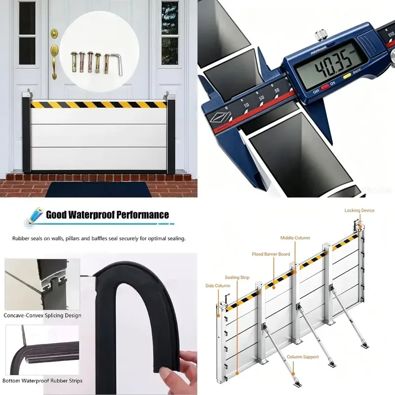 110 Inch Aluminum Flood Barrier Heavy Duty for Factory Garage Wide Door Access