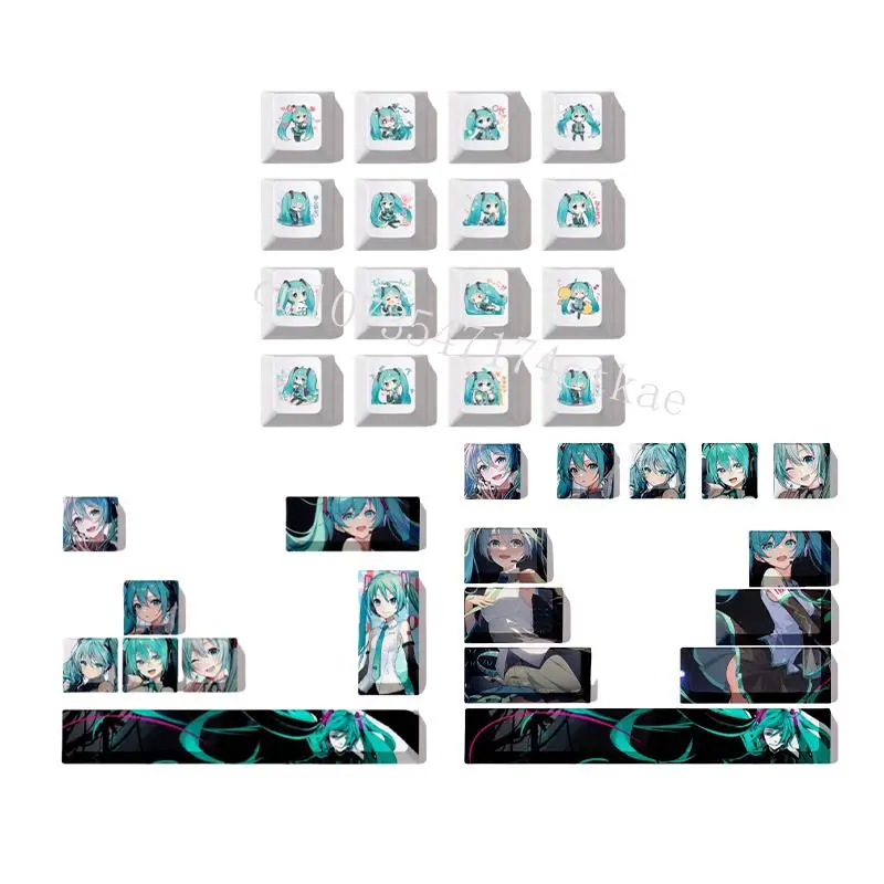 

In stock Kawaii Hatsune Miku keycap Original height pbt material DIY keyboard accessories Wear resistant Anti-slip Birthday Gift