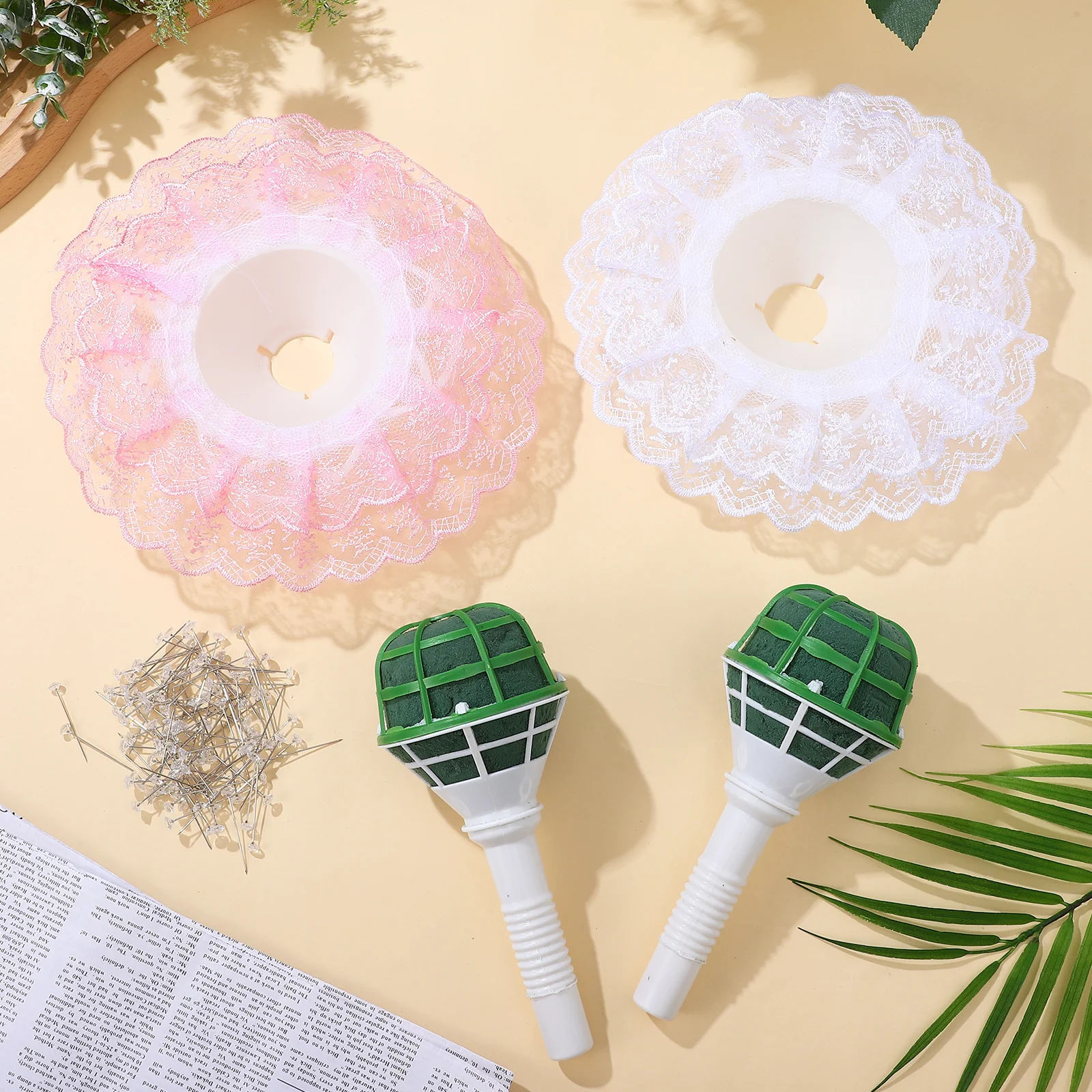 

4Set Wedding Bouquet Holder Floral Handle Soft Foam Stem Stand Durable Bridal Bouquet Supplies Handheld Flowers Arrangement