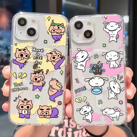 Anime Magsafe Magnetic Phone Case for Crayons Shin-chans Samsung Galaxy S25 S24 S23 S22 S21 S20 FE Plus Ultra 5G Soft Tpu Cover
