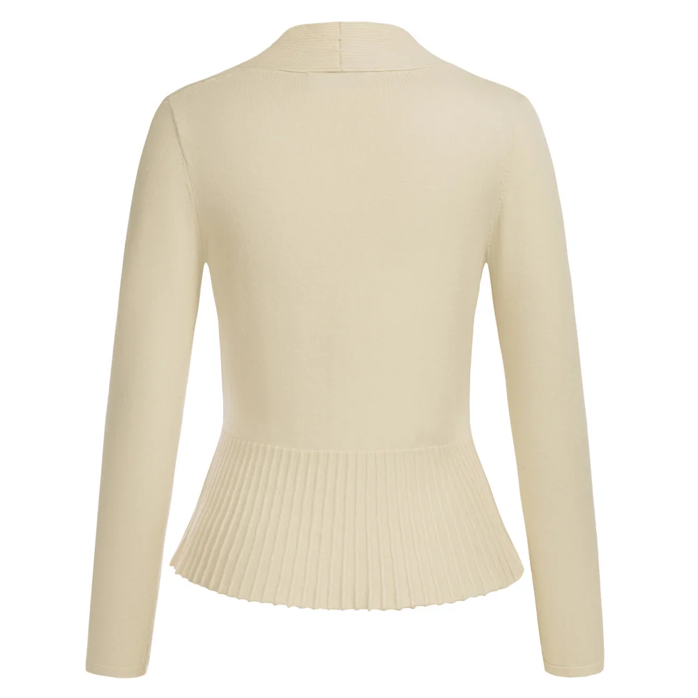 GRACE KARIN Women's A-Line Cardigan Casual Draped Open Front Cropped Knitwear Tops Long Sleeve Sweater Peplum Knit Outwear A30