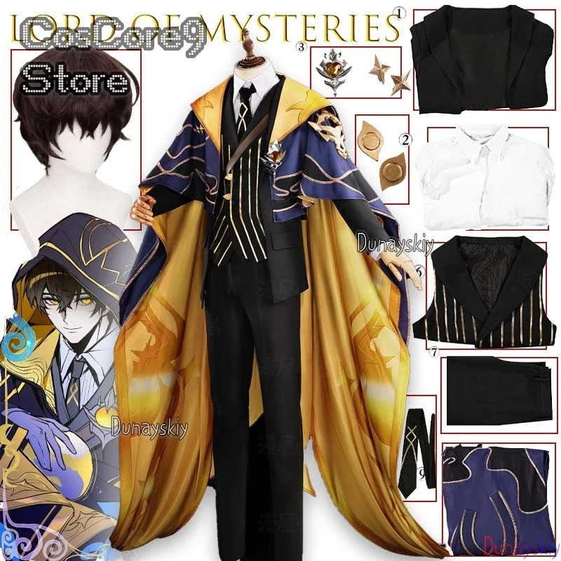 Señor de los misterios Klein Moretti Honor of Kings YuanGe Cosplay 3) Conjunto completo Traje de personaje de anime Fiesta de carnaval Juego de rol