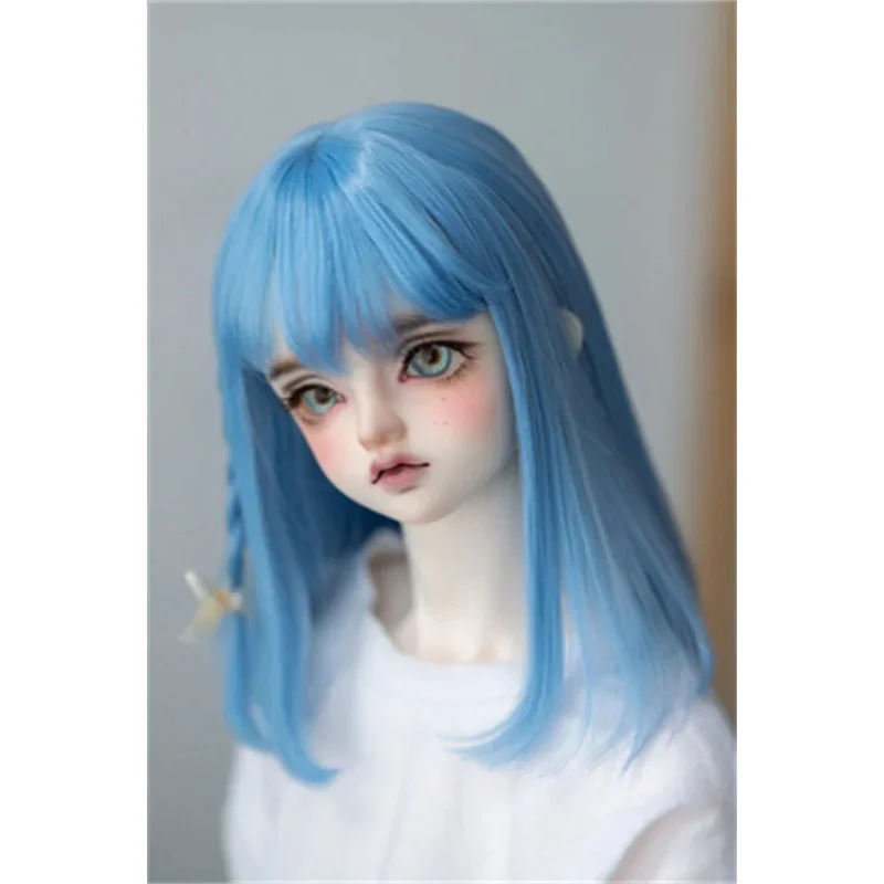 วิกผมสีฟ้าชมพูสำหรับตุ๊กตา BJD/DD วิกผมไหมทนความร้อนสูงสำหรับเด็กผู้หญิง ขนาด 1/3 1/4 1/6 วิกผมยาวตรงแบบถักเปีย อุปกรณ์เสริมสำหรับตุ๊กตา (ไม่รวมตุ๊กตา)
