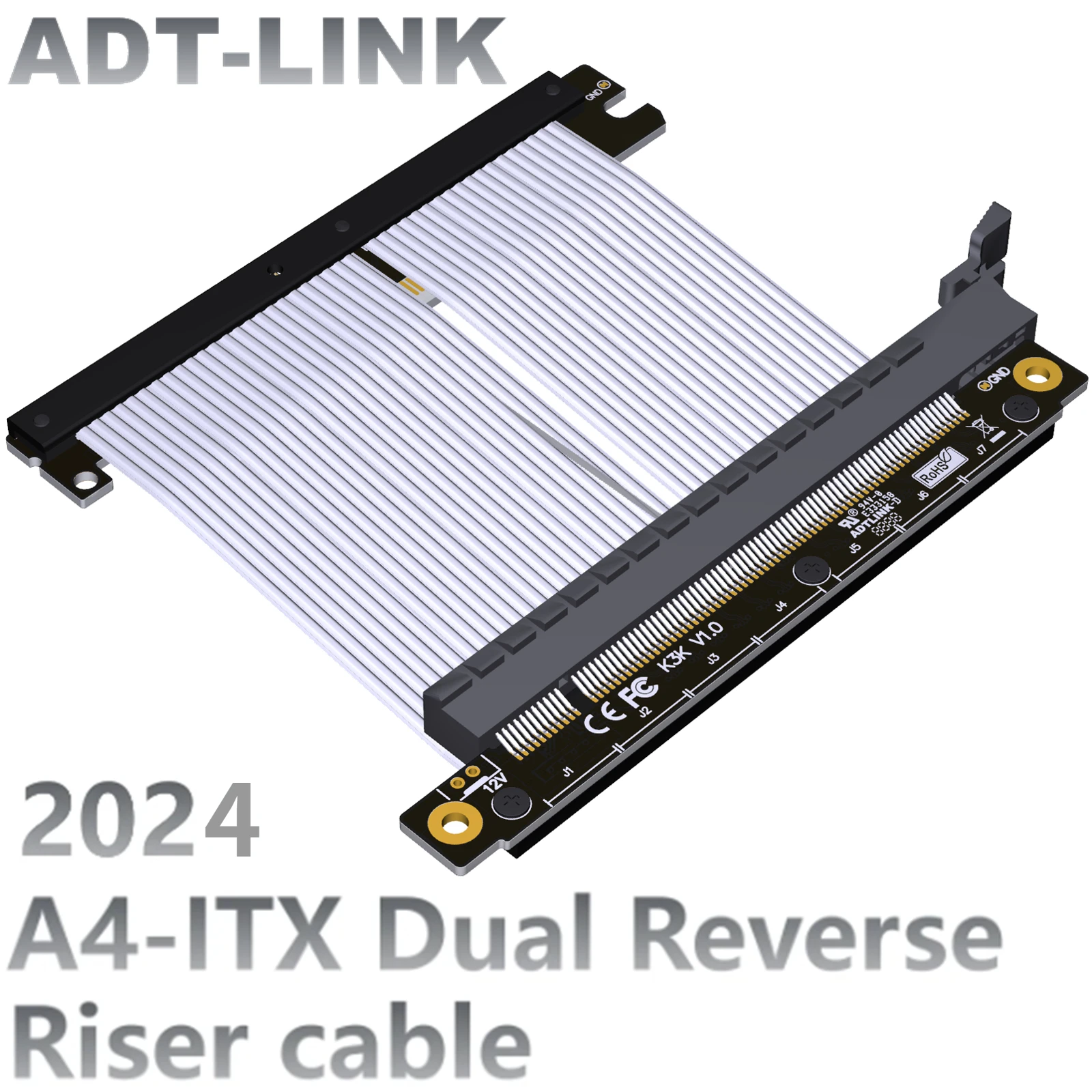 

2024 ADT New PCI-E 5.0 4.0 x16 Riser Cable Graphics Cards Extension [RTX 4090 3090 RX6900xt GPU] Dual Reverse For ITX A4 Mini PC