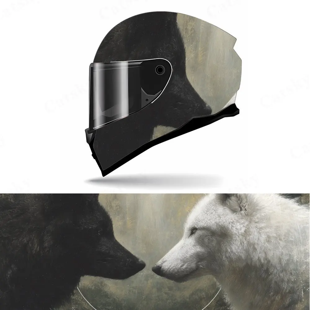 

Mystical Wolf Pair Motorcycle Helmet PVC Protective Sticker, Motorcycle Helmet Exterior Decorative Accessory, Waterproof & Self-