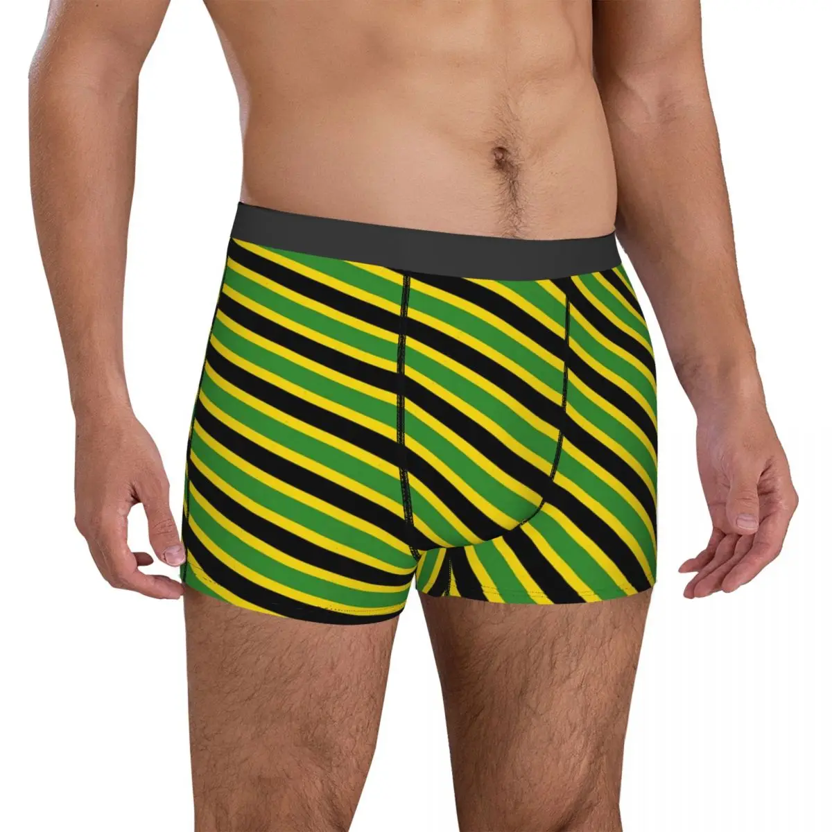 Jamaica Flag Underwear Green Yellow Stripes 3D Pouch High Quality Boxer Shorts Customs Boxer Brief Plain Man Panties Plus Size