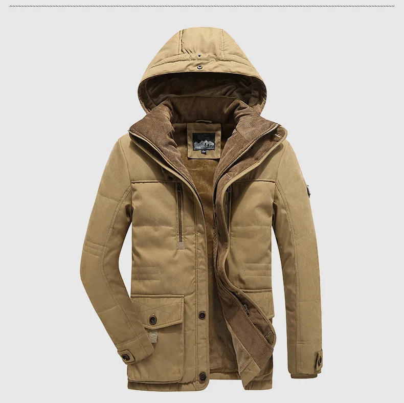 

Thick Warm Trench Winter Male Jacket Coat Plus Size Velvet Warm Coat Military Cargo Jackets Mens Parka Men Fleece Hooded Coat