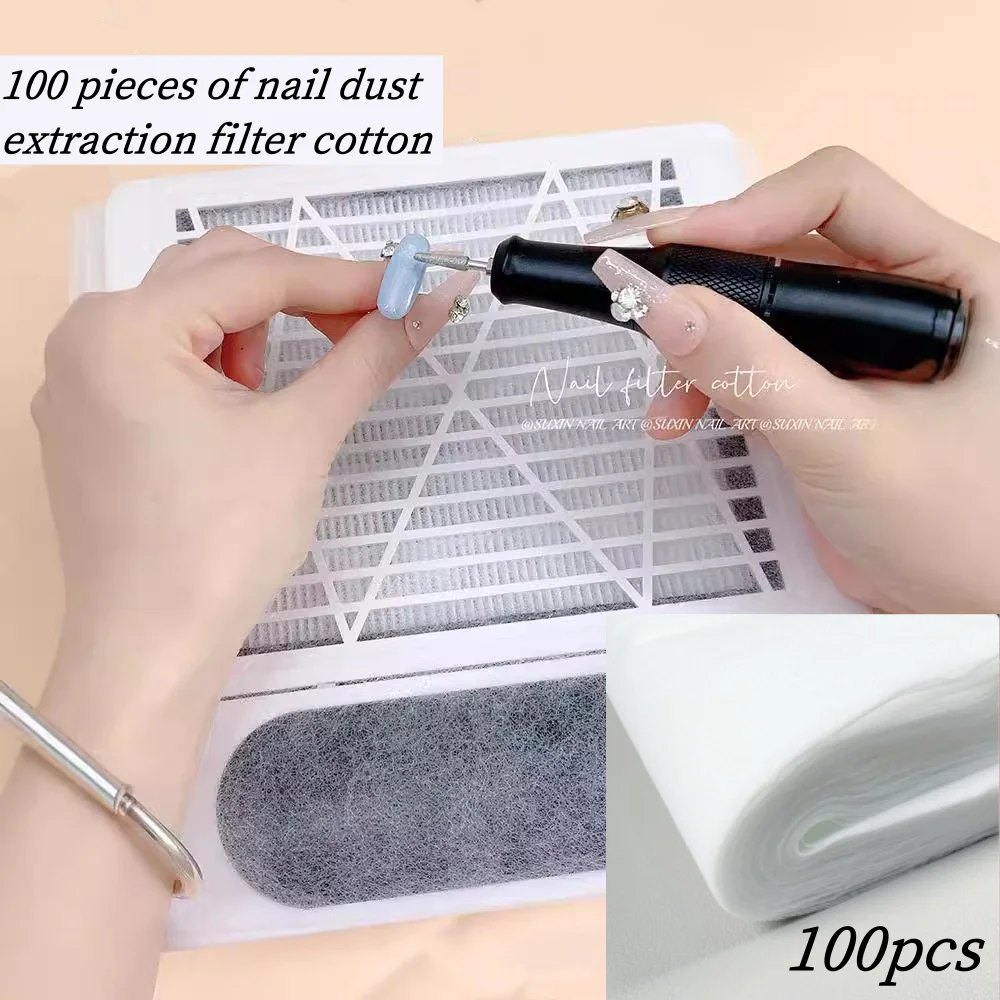 100 Pieces Of Nail Dust Extraction Filter Paper, Dust Filter Cotton, And Cleaning Accessories For Nail Vacuum