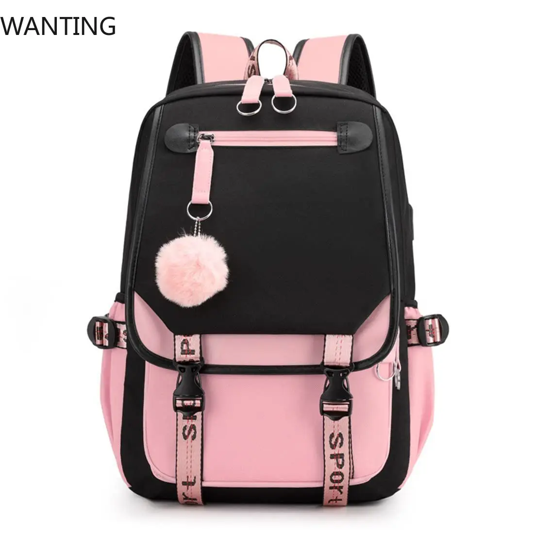 

School Backpacks For Young Boys Girls Bagpack College Students Kawaii School Bag Harajuku Fashion Travel Rucksack Black Pink Bag