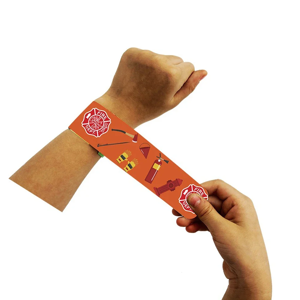 Firefighter Theme Slap Bracelets Fire Alarm Party Fire Emergency Bracelet Happy Fireman Birthday Party Decor Kids Favor Gifts