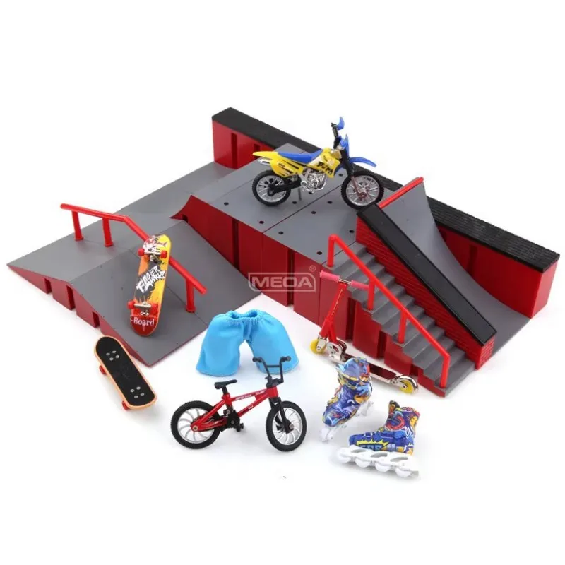

Newest Finger Skateboard Stadium DIY Mini Finger Skatepark Ramp Track Stairs Slopes Venue Combination Digit Deck Fingertip Toys