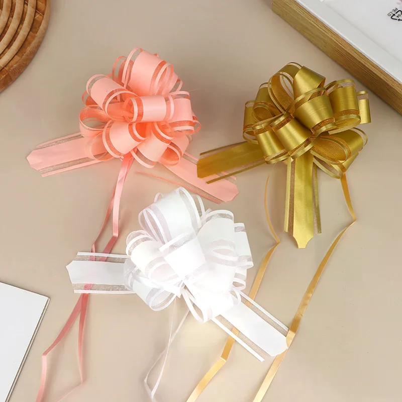 5/10 قطعة أشرطة القوس سيارة الزفاف سحب زهرة هدية الكريسماس التفاف التعبئة والتغليف الديكور Craft بها بنفسك الحرفية الزهور حفلة عيد ميلاد لوازم