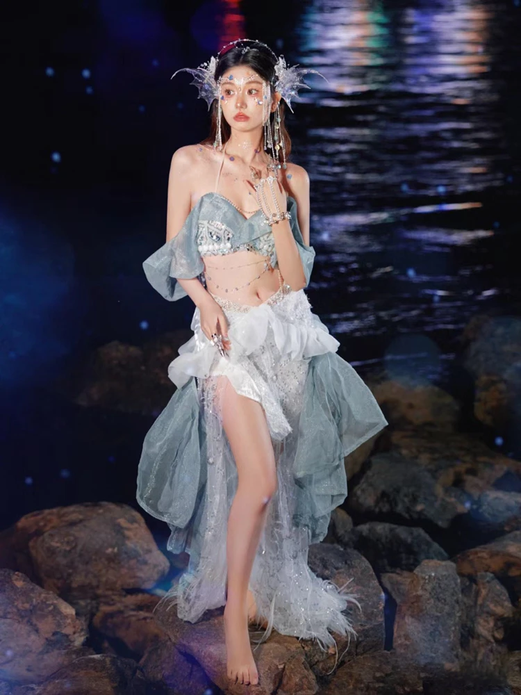 

Exotic Princess Mermaid Beach Travel Photography Costume New Arrival Autumn 2024 Ladies Ethnic Wear Traditional Chinese Tang ...