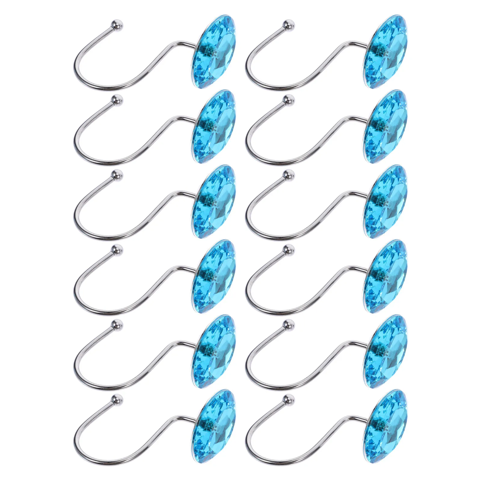 12Pcs Shower Curtain Hooks Acrylic Metal Heavy Duty Curtain Hangers Smooth Glide Rod Hooks for Bathroom Shower Hook