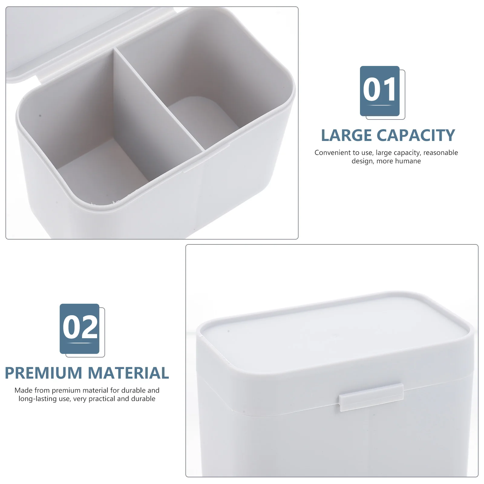 

2pcs Nail Art Cotton Organizer Storage Container Desktop Sundries Box For Cotton Pads Eyelash Jewelry Tools Large Capacity