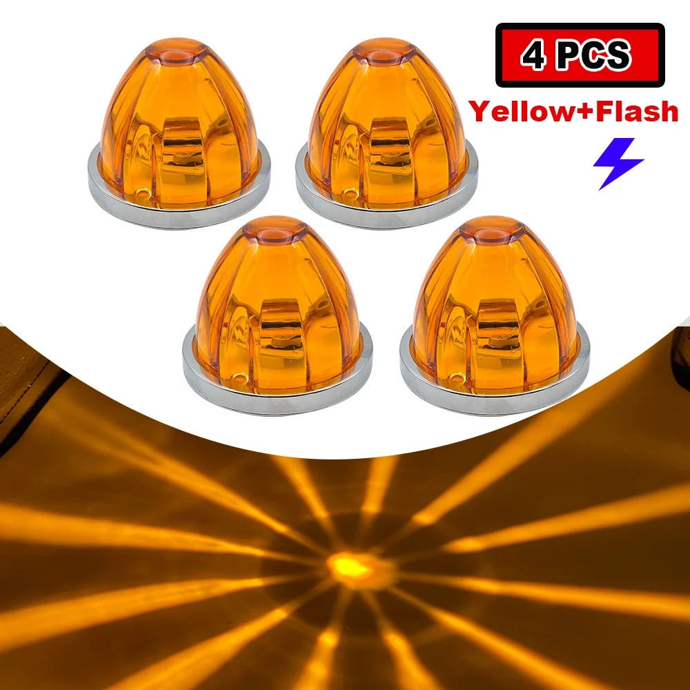 

4PCS Watermelon Lights for Semi Truck, Warning Light Alarm Flash light, Outline water melon Side Marker for Moto