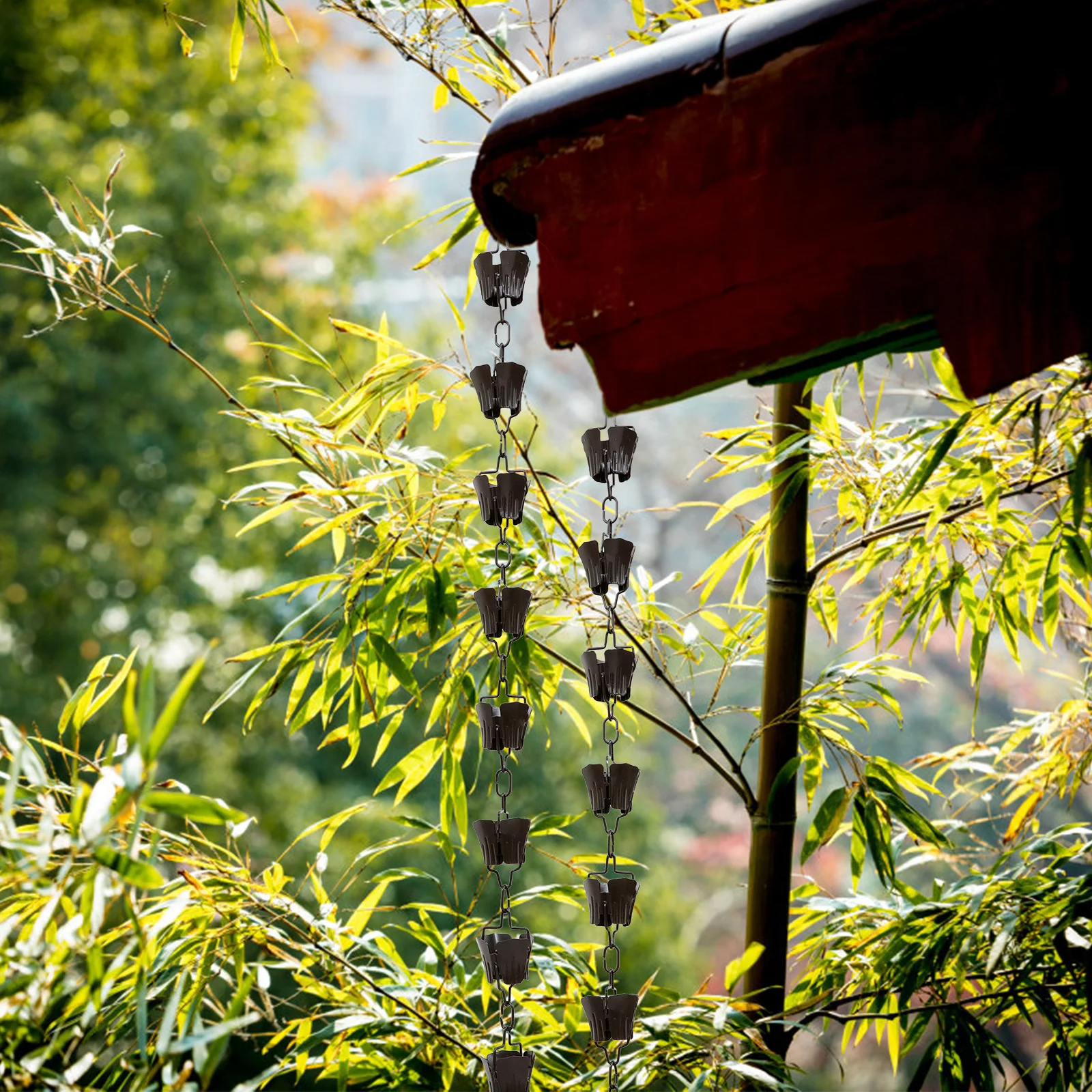 

Small Petal Rain Chain 1M Japanese Style Copper Decorative Downspout For Gutter Rain Chain Bell Metal Art Replacement Garden