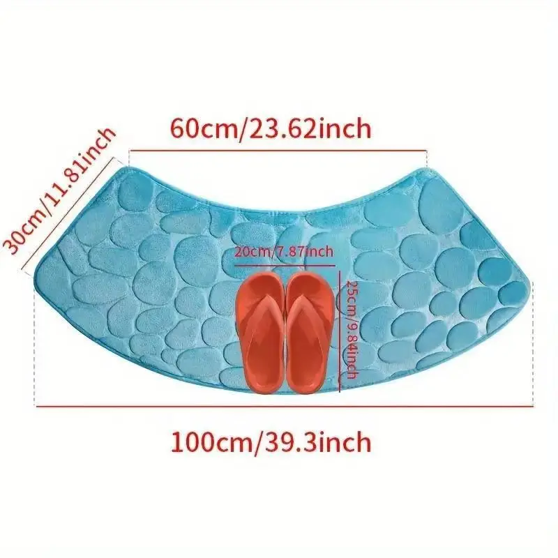 Anti-Slip Bathroom Carpet Mat Absorbent Fan-Shaped Floor Mat for Shower Tub Quick-Drying Stain-Resistant Non-Slip Rubber Backing