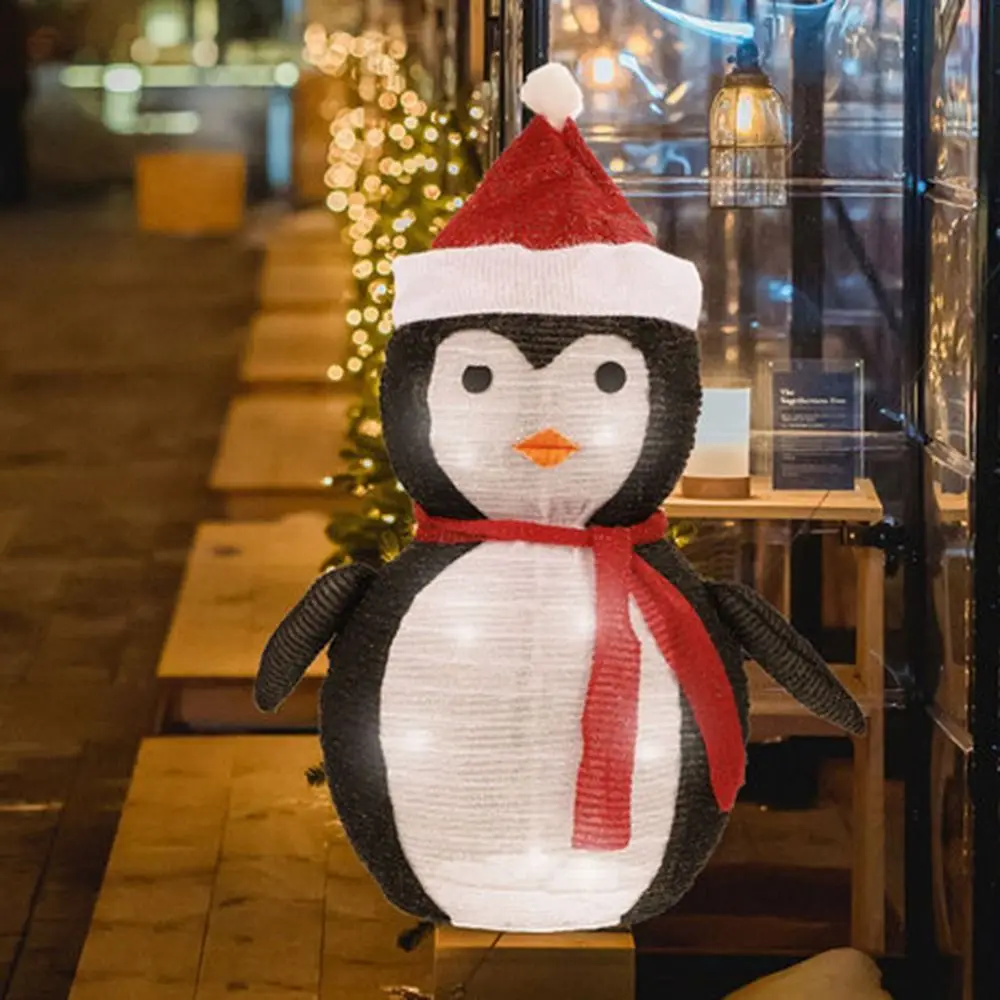 Waterproof Collapsible Snowman Lights Metal Frame Cartoon Penguin Santa Lights Standing Creativity Lighted Christmas Decoration