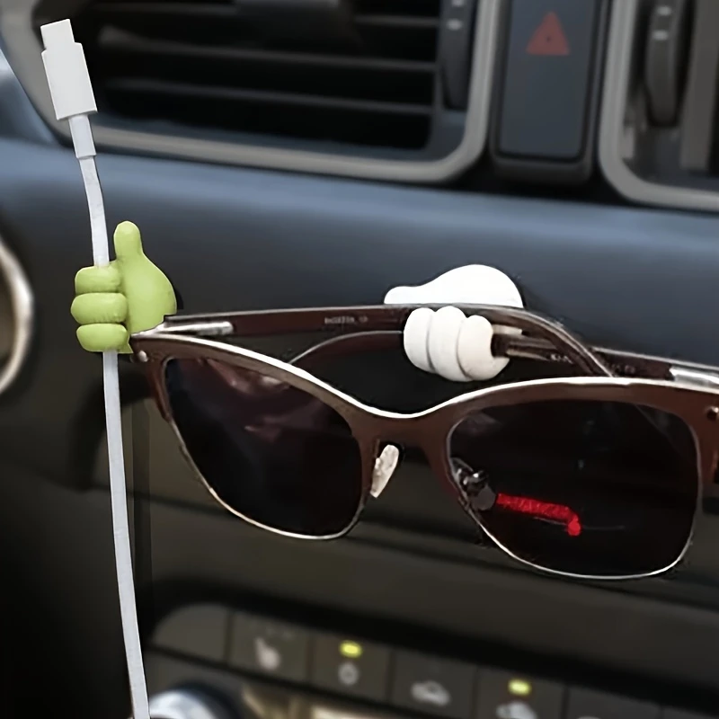 Suporte de Borracha em Formato de Mão para Óculos, Cabos e Fios de Carregamento, Gancho Mini Autoadesivo, Organizador de Armazenamento, Acessório para