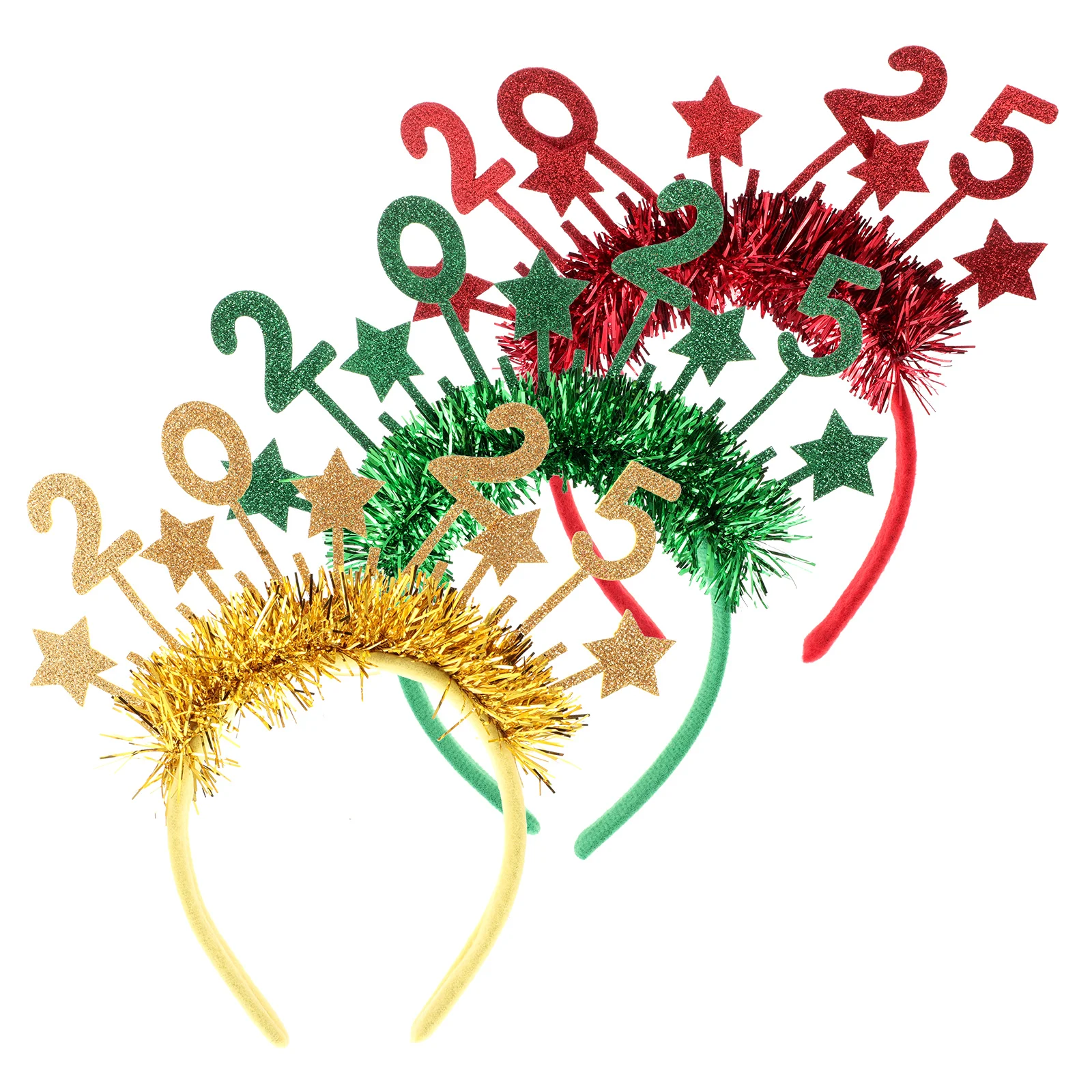 

3 Pcs New Year Headband Graduation Season Sequins Crown Hair Accessories Photo Props Christmas Glitter Star Design Comfortable