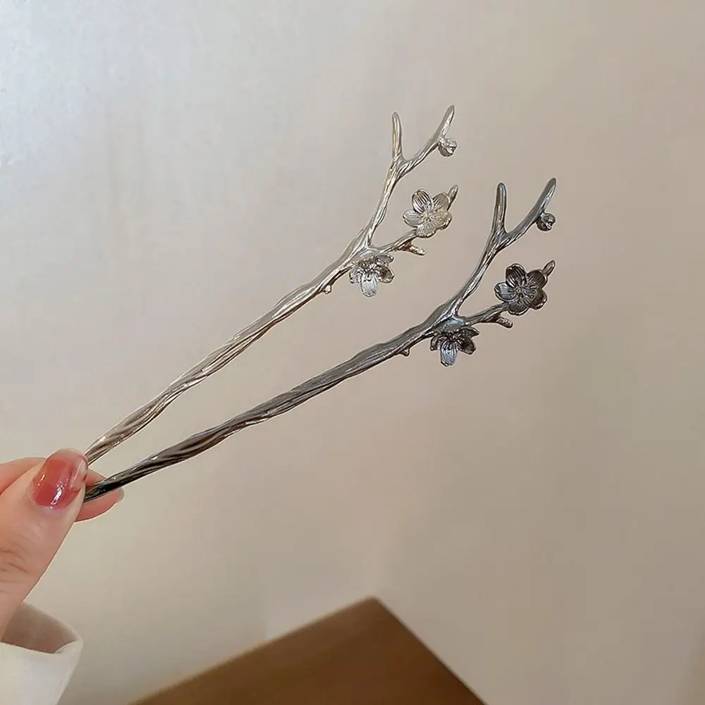 Stile coreano Nuovo copricapo Fermaglio per capelli Stile antico Forchetta per capelli cinese Fiore Bastoncini per capelli Donna Hanfu Forcine Fiore di pesco