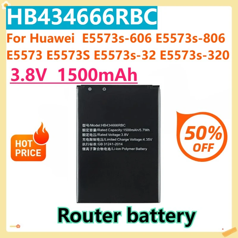 

Для Huawei E5573s-606 E5573s-806 E5573 E5573S E5573s-32 E5573s-320 мобильный телефон HB434666RBC 1500 мАч аккумулятор