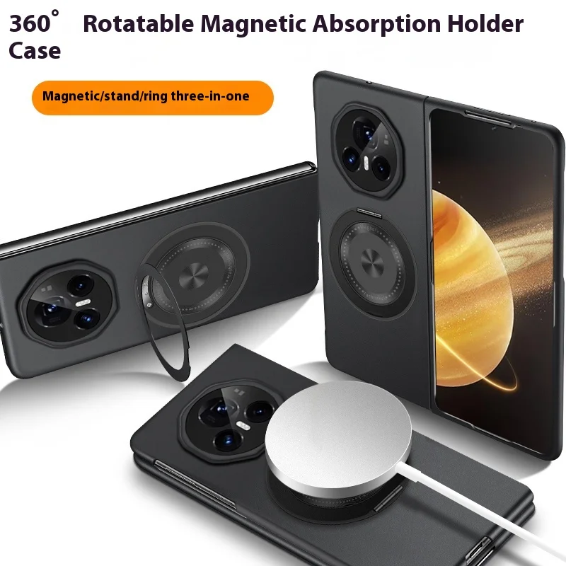 حافظة هاتف Honor Magic V3 V2 5G، طلاء معدني فاخر مقاوم للصدمات 360 °   غطاء حامل دوار