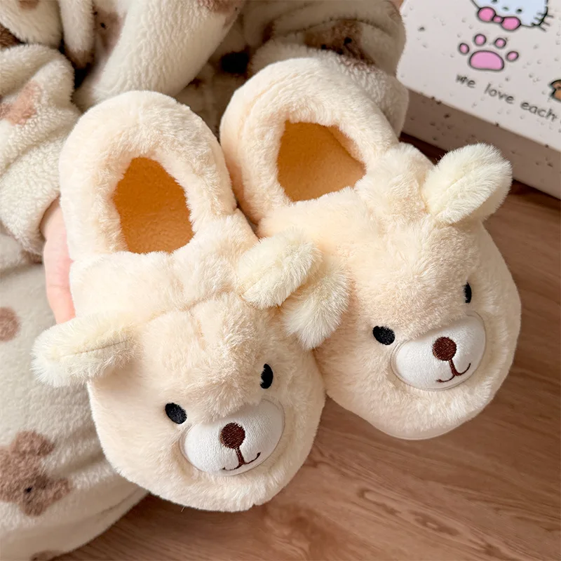 2026 New Cartoon Alpaca Cotton Slippers for Women Hot Style Good Looking Warm Outdoor Anti Slip Versatile Autumn Winter Footwear