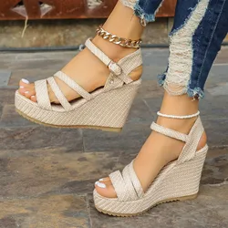 Summer Foreign Trade New Platform Platform Wedge Sandals Women's Denim Buckle Beach Sandals And Slippers Womens River Sandals