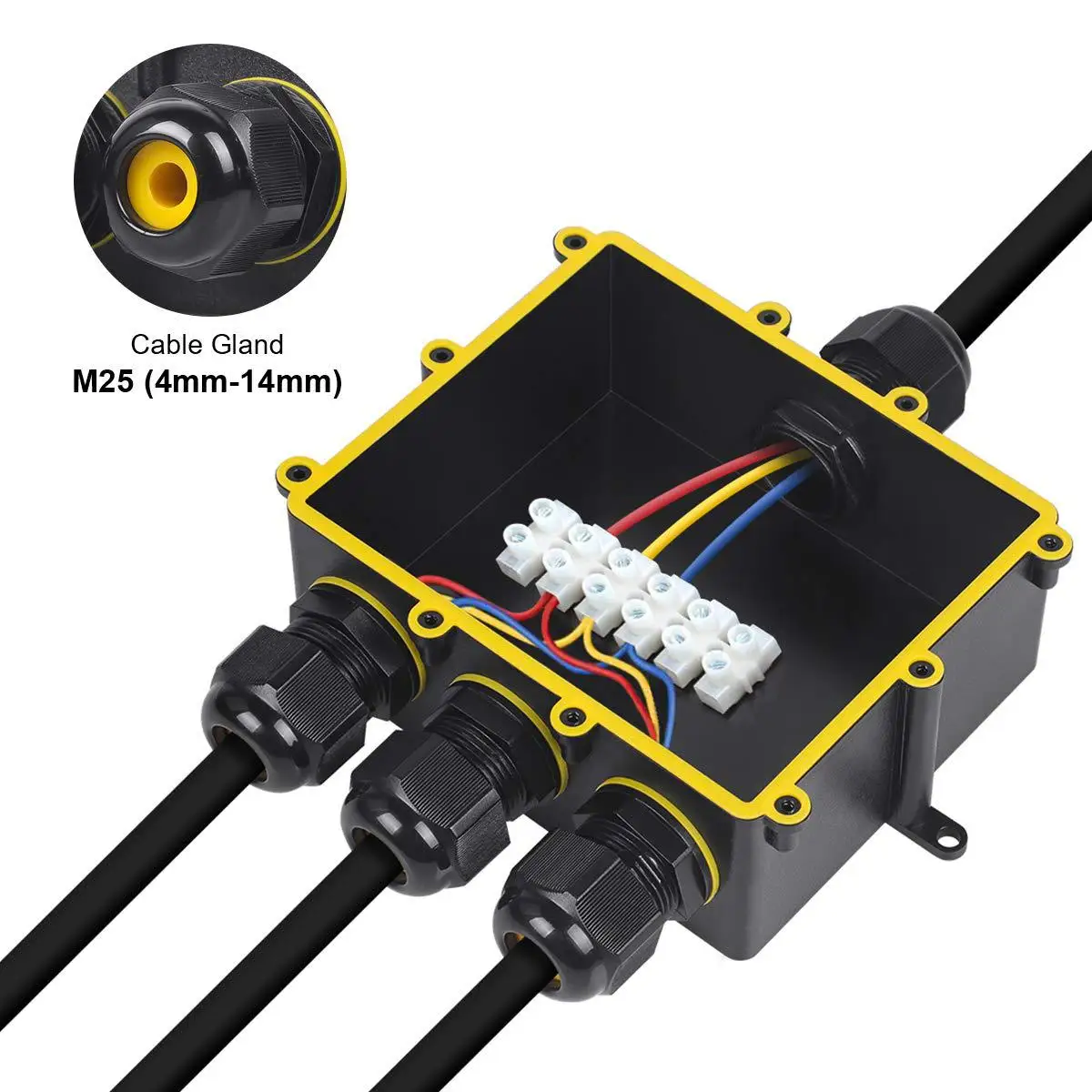 4Way 1In3Out IP68 Waterproof 4-14mm Solar Power Cord Exte LED Pool Lamp Outdoor Street Underground Light Wire Cable Junction Box