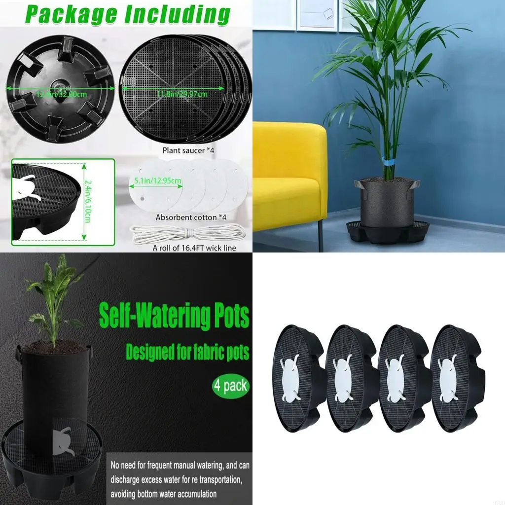 

97QD 4pcs Nonwoven Fabric Plant Trays Removable Flower Pot Tray Indoor Tree Flower Plant Planter Stand for Flower Pots
