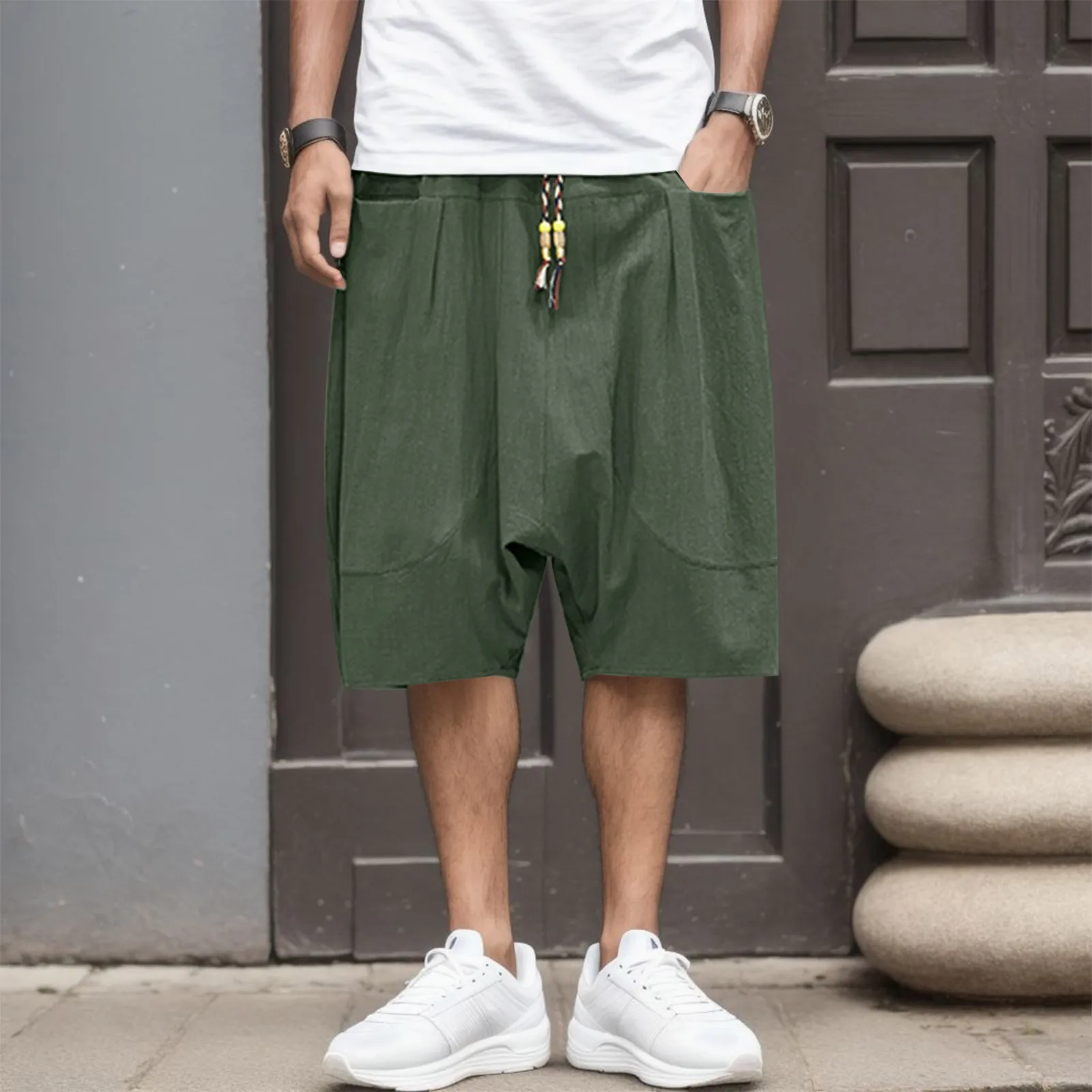 

Модные мужские шаровары Y2k, винтажные свободные укороченные брюки с низкой посадкой, большие брифы, Повседневная Уличная одежда