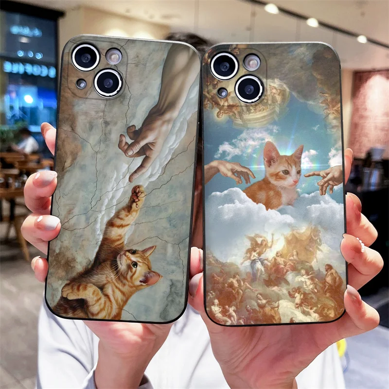 Креативный художественный абстрактный чехол для телефона с изображением кота для OPPO Reno 13 12 F 11 F 10 Pro Plus A58 A79 Find X5 X3 Lite X7 X8 Мягкие чехлы