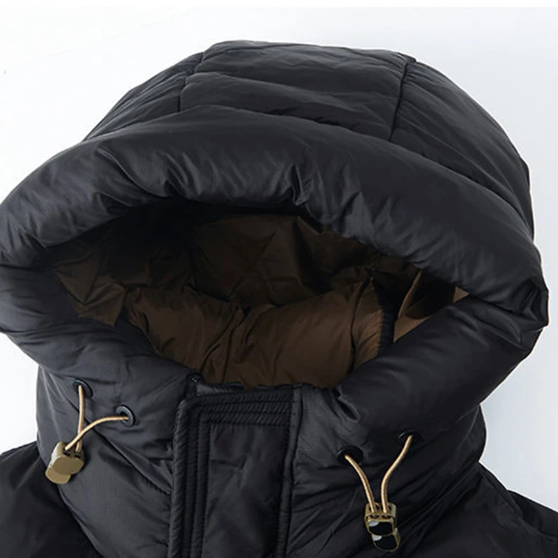 Winter Mid Length Down Jacket for Men\'s Hooded Warm and Loose Fitting Thickened Jacket