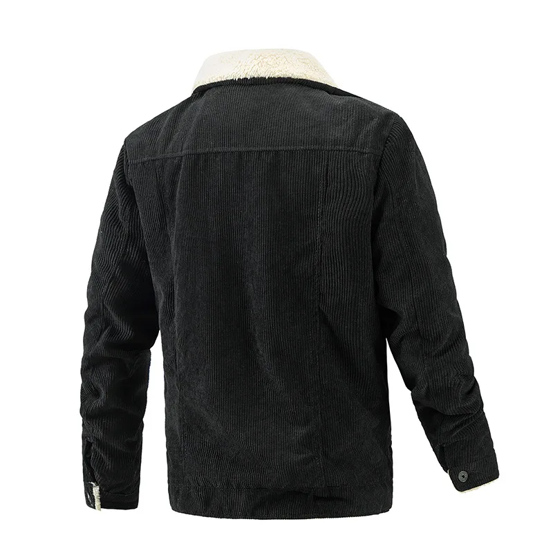 Men's Winter Jacket with Velvet Collar and Pure Color - Trendy Casual Outerwear for Fashionable Men